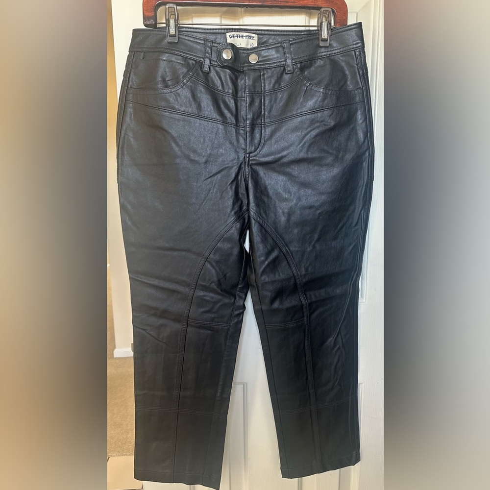 NWOT Free People We The Free Black Faux Leather Pants- Size 10
